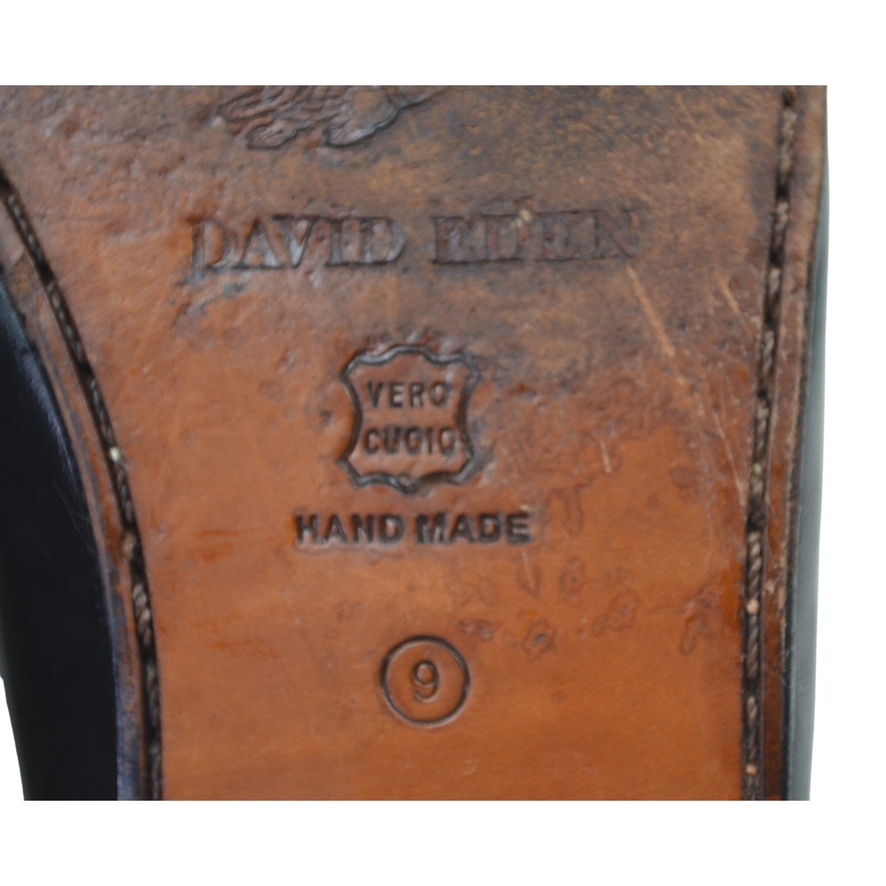 David Eden Mens Black Leather Croc Accent Loafer Shoes Size 9 Hand Made - Picture 6 of 9
